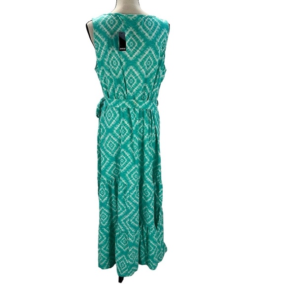 Avenue Sleeveless Tiered Diamond Print Annie Maxi Dress - Green - size 18 - Picture 4 of 12
